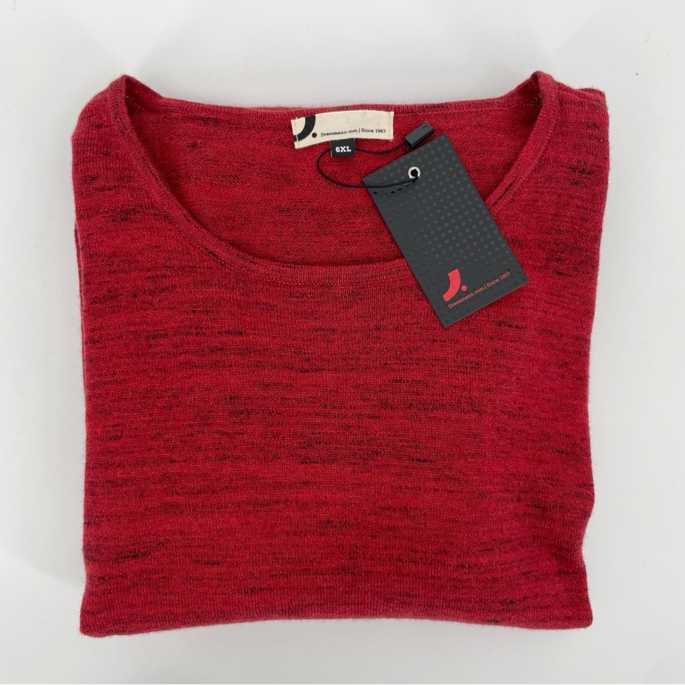 Dressmann Cotton Round Neck Sweater Heather Red Knit - Picture 2 of 6